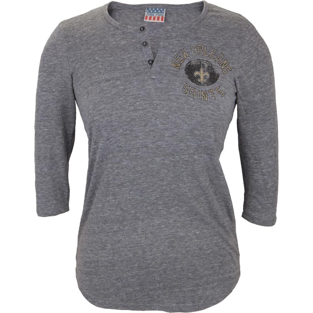 New Orleans Saints - Half Time Juniors Henley Juniors Henleys New Orleans Saints LG Grey