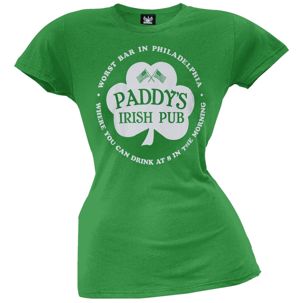 It's Always Sunny In Philadelphia - Pub Juniors Green T-Shirt Juniors T-Shirts It's Always Sunny In Philadelphia