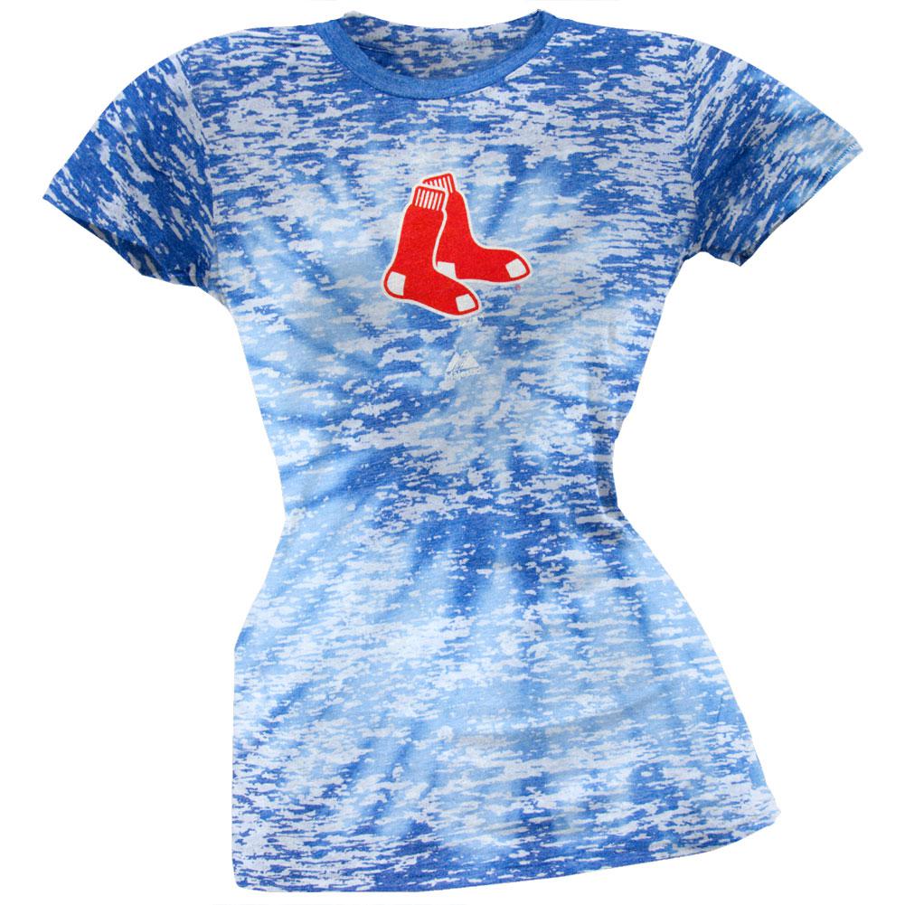 Boston Red Sox - Logo Burnout Tie Dye Juniors T-Shirt Juniors T-Shirts Boston Red Sox LG Multi