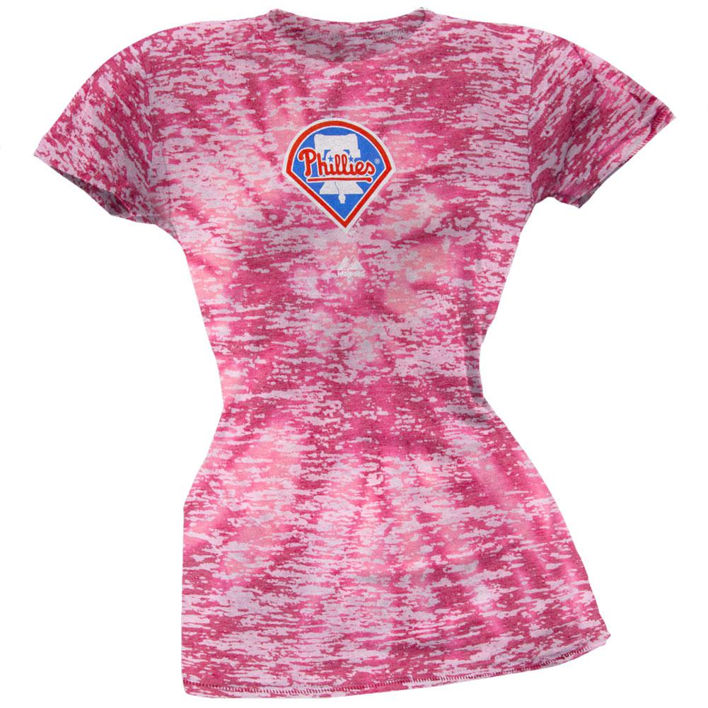 Philadelphia Phillies - Logo Burnout Juniors T-Shirt Juniors T-Shirts Philadelphia Phillies SM Red