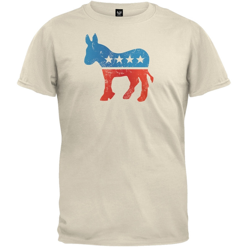 Distressed Democrat Donkey Logo White Adult T-Shirt Men's T-Shirts Old Glory