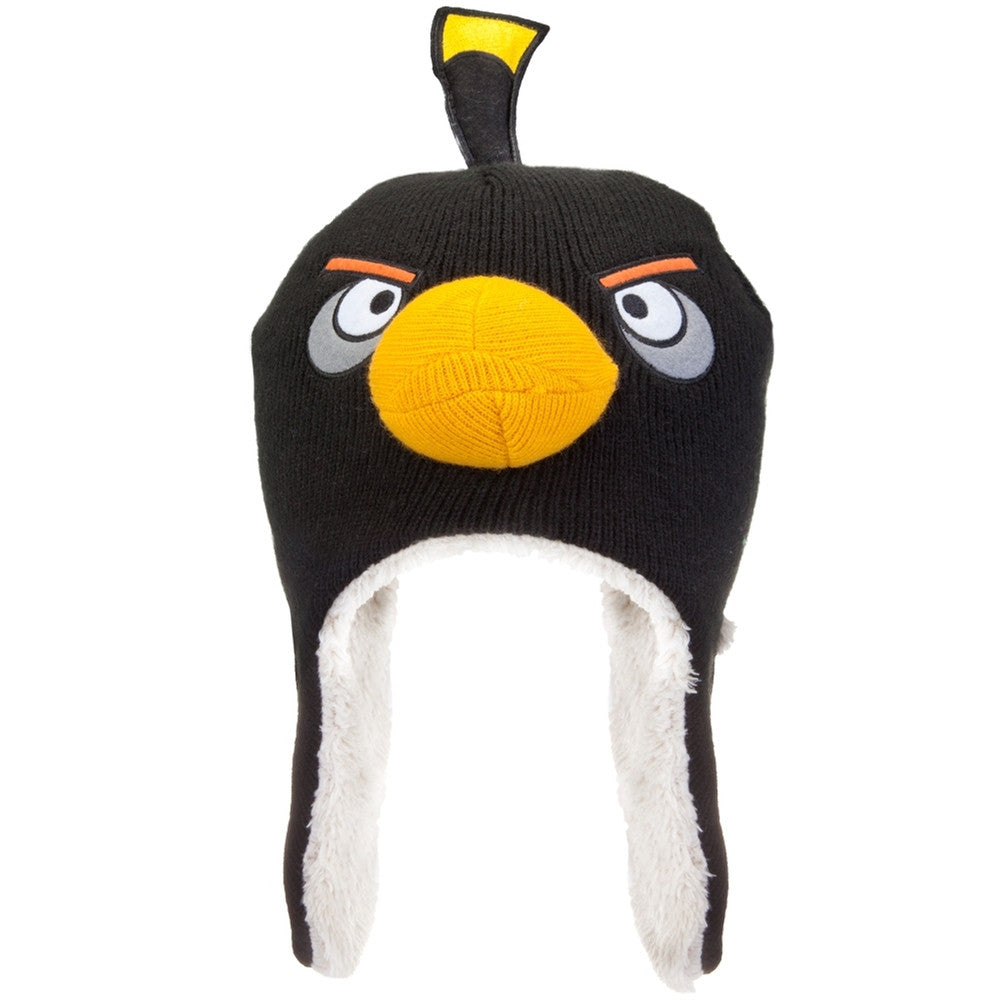 Angry Birds - Black Bird Aviator Hat Bomber Caps Old Glory One Size Black