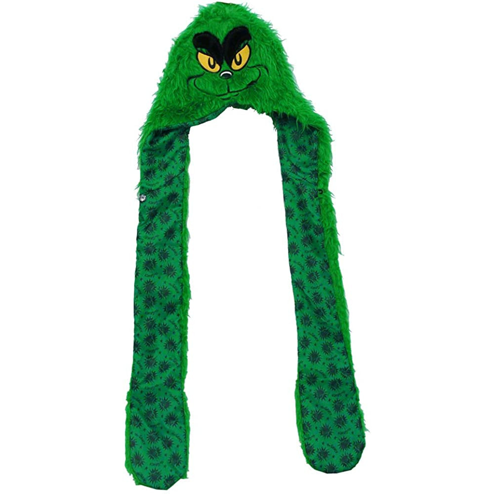 Dr. Seuss - Grinch Plush Hat With Attached Mittens Peruvian Knit Hats Old Glory