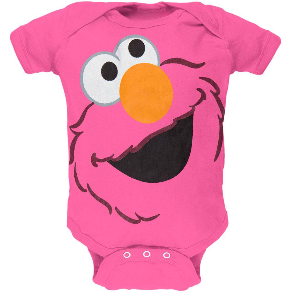 Sesame Street - Tilted Elmo Face Baby One Piece Baby One Piece Sesame Street 3 Pink