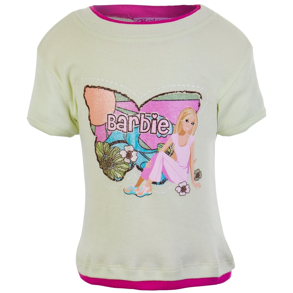 Barbie - Butterfly Logo Girls Juvy T-Shirt Juvenile T-Shirts Barbie 4 Yellow