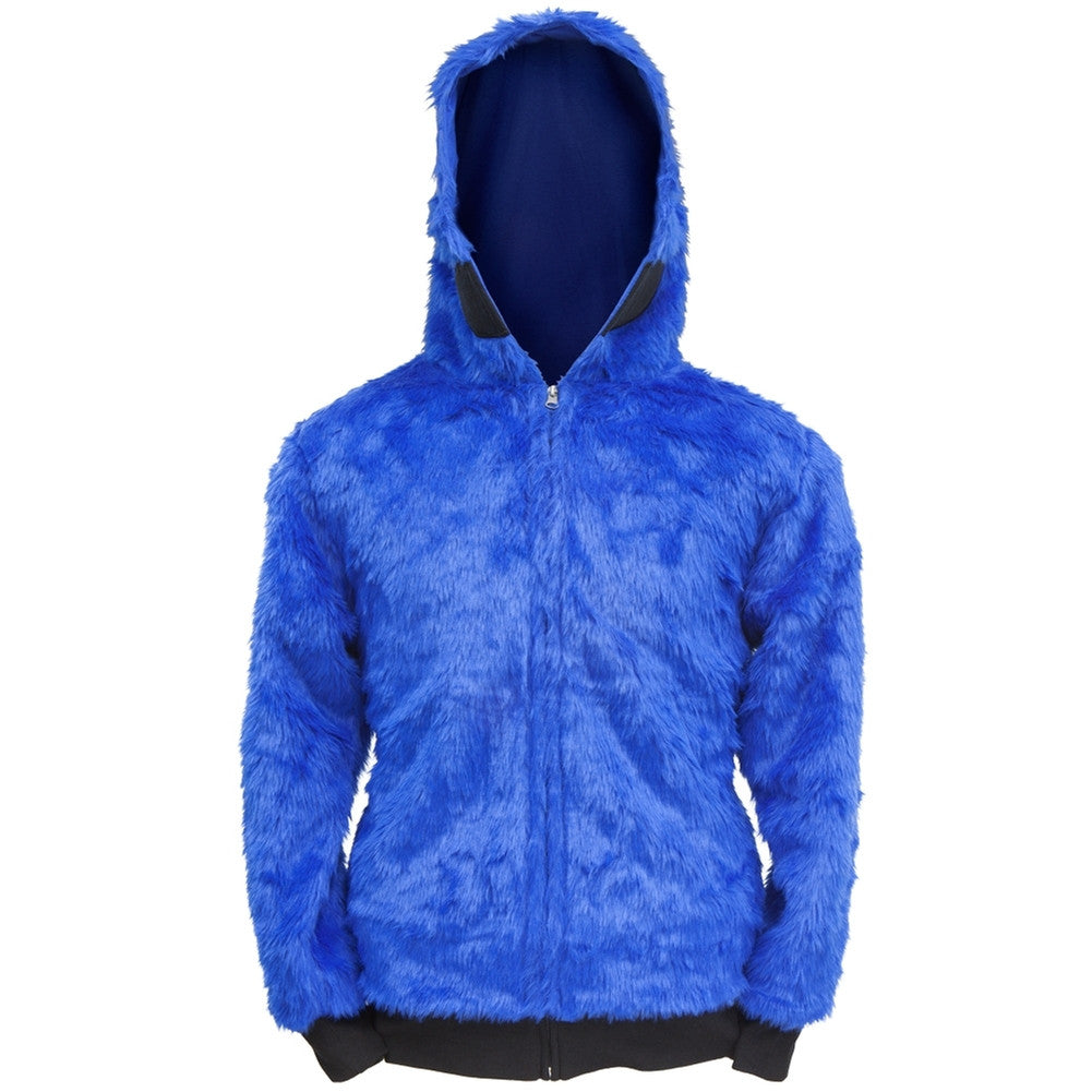 Sesame Street Cookie Monster Costume Plush Mens Zip Hoodie Men's Hoodies Sesame Street MD