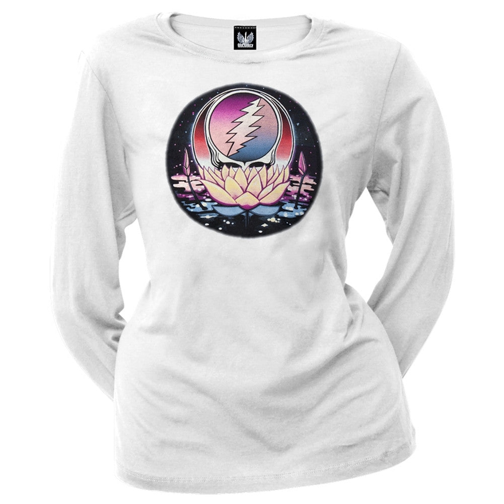 Grateful Dead - Lotus SYF White Juniors Long Sleeve T-Shirt Juniors Long Sleeves Grateful Dead
