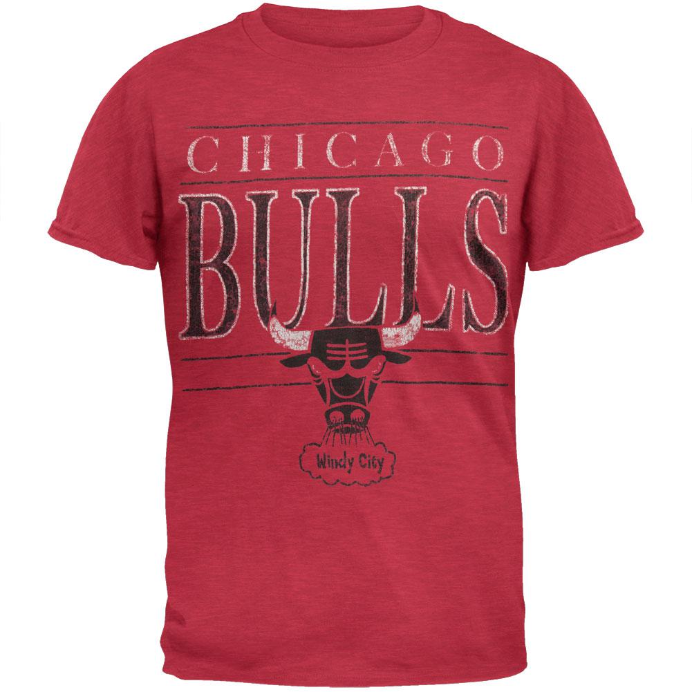 Chicago Bulls - Distressed Windy City Logo T-Shirt Men's T-Shirts Chicago Bulls 2XL Red