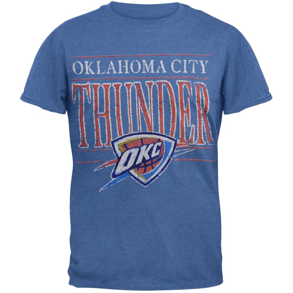 Oklahoma City Thunder - Crackle Classic Logo Soft T-Shirt Men's T-Shirts Oklahoma City Thunder 2XL Blue