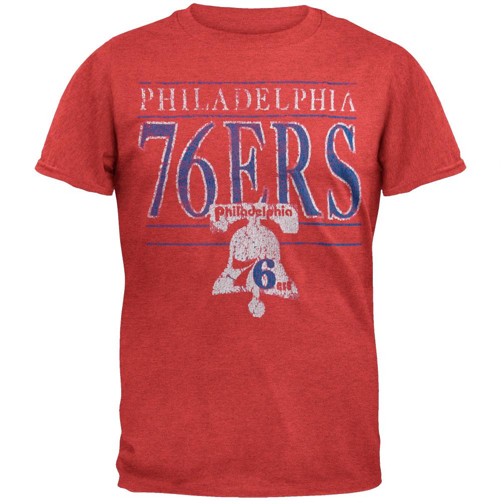 Philadelphia 76Ers - Crackle Classic Logo Soft T-Shirt Men's T-Shirts Philadelphia 76ers 2XL Red