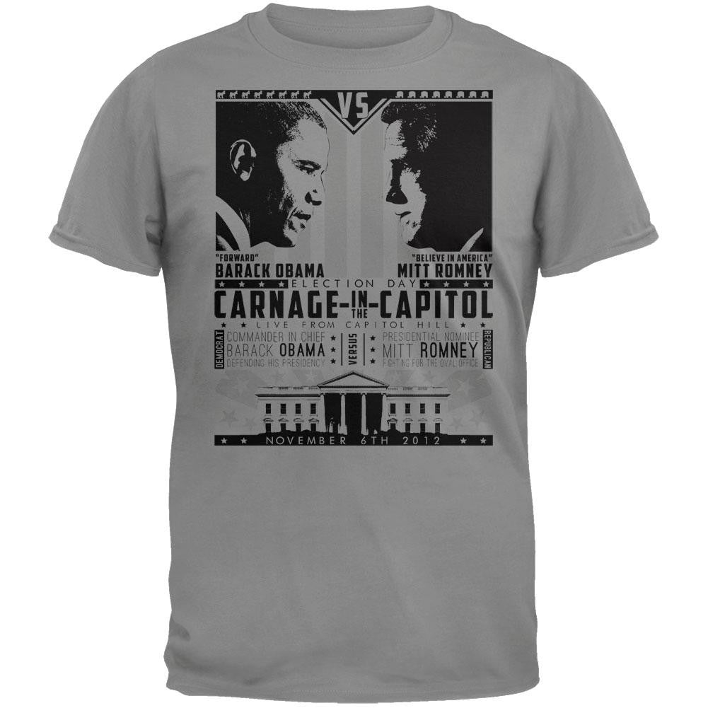 Obama Vs. Romney Poster Storm Grey T-Shirt Men's T-Shirts Old Glory 2XL Grey