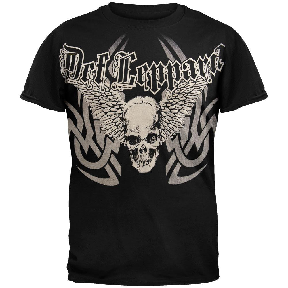 Def Leppard - Wing Skull Soft T-Shirt Men's T-Shirts Def Leppard SM Black