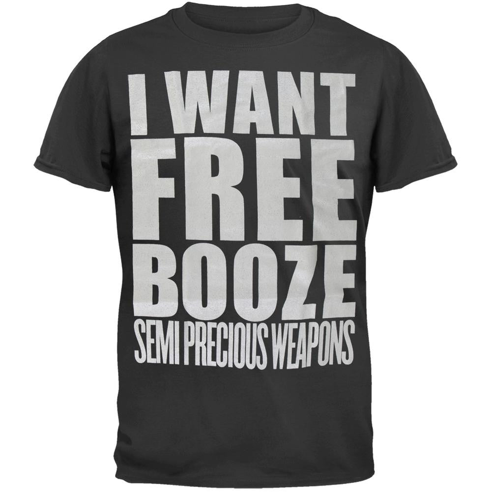 Semi Precious Weapons - Free Booze T-Shirt Men's T-Shirts Semi-Precious Weapons SM Black