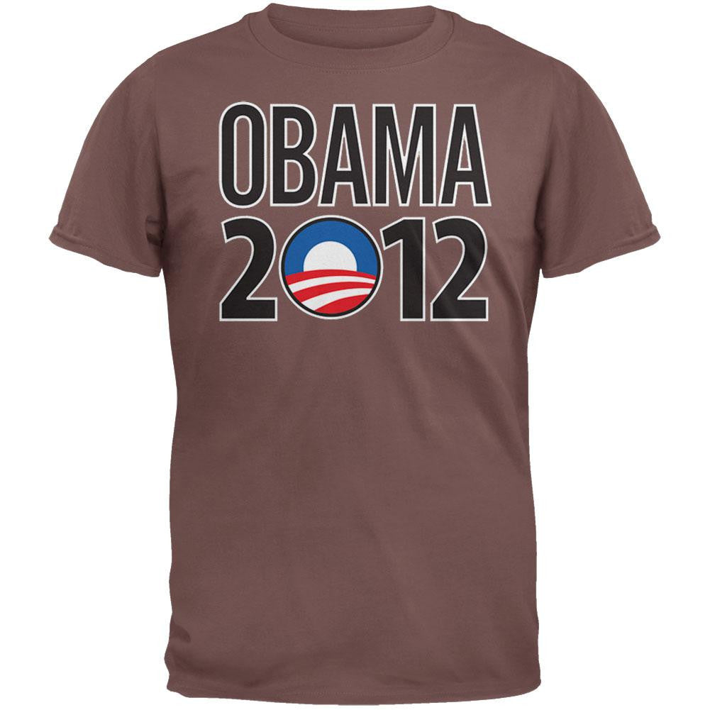 Obama - 2012 Rising Sun Logo Brown T-Shirt Men's T-Shirts Old Glory 2XL Brown