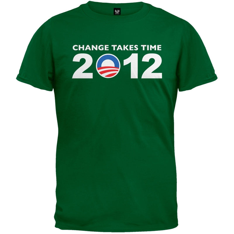 Obama - 2012 Change Takes Time Grey T-Shirt Men's T-Shirts Old Glory