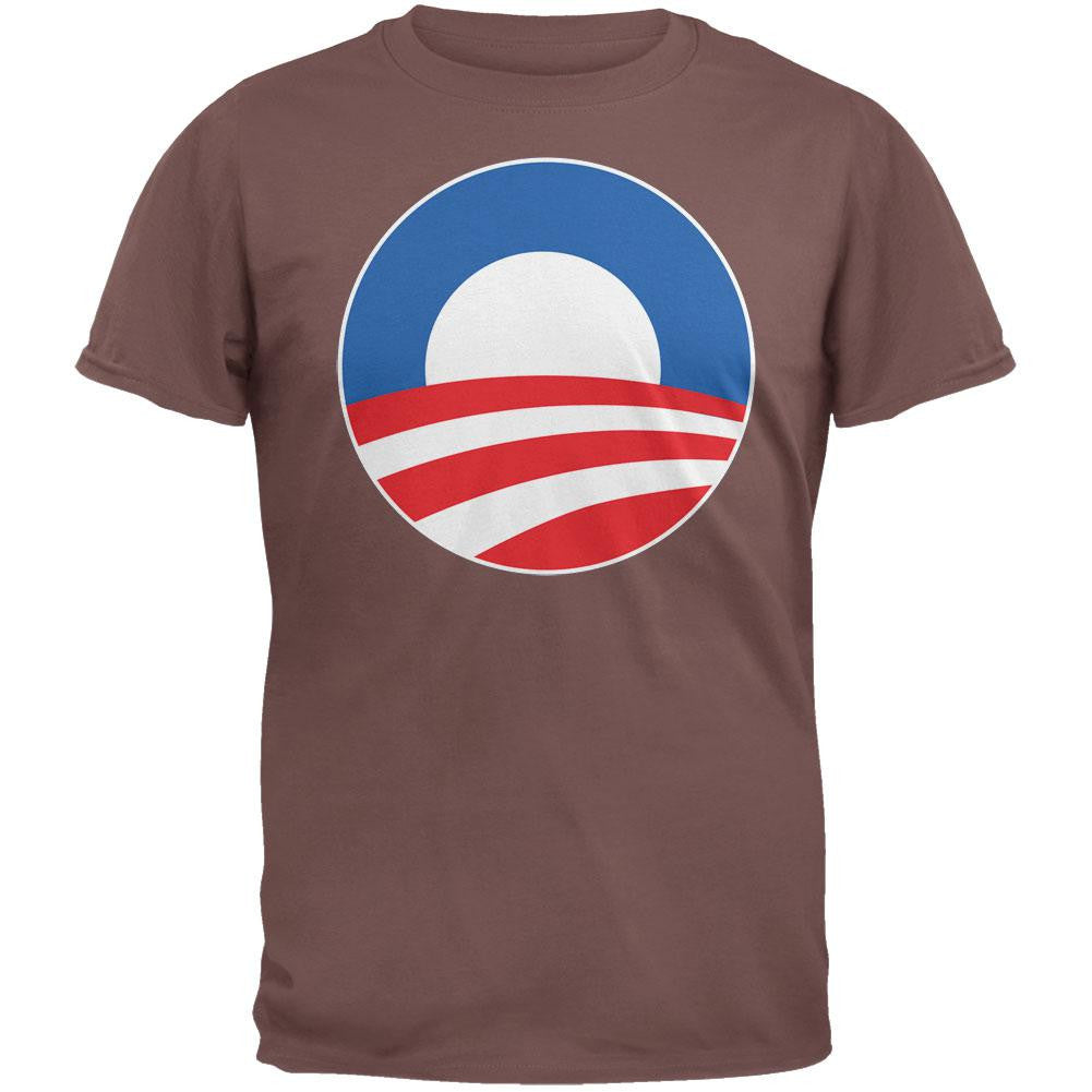 Obama - Large Rising Sun Logo Brown T-Shirt Men's T-Shirts Old Glory 2XL Brown