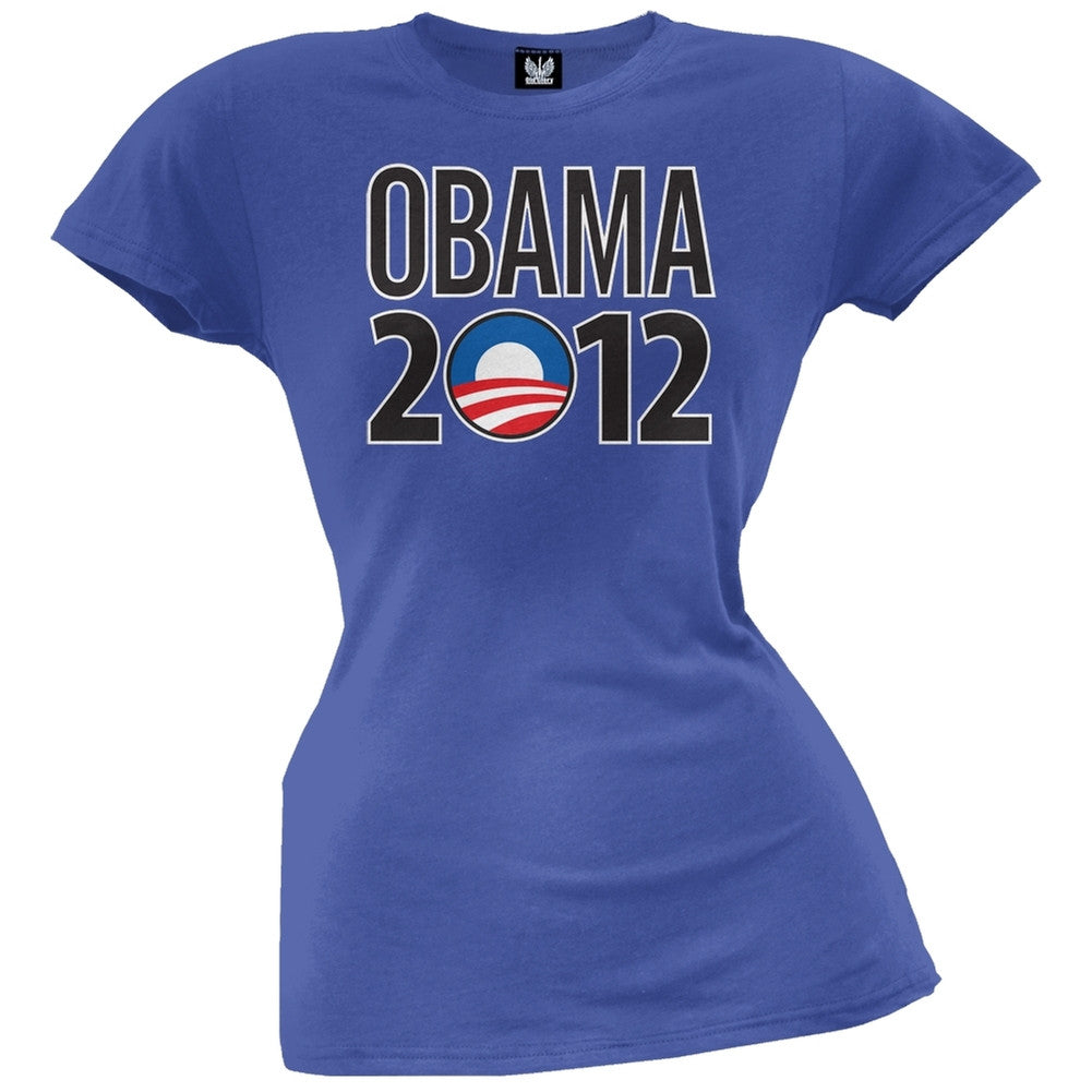 Obama - 2012 Rising Sun Logo Juniors Grey T-Shirt Juniors T-Shirts Old Glory