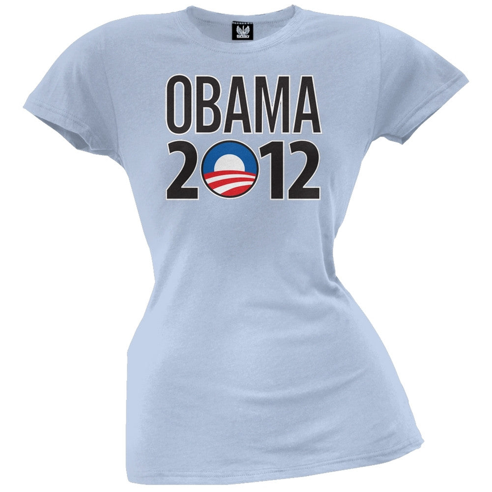 Obama - 2012 Rising Sun Logo Juniors Grey T-Shirt Juniors T-Shirts Old Glory