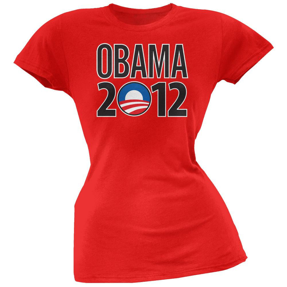 Obama - 2012 Rising Sun Logo Red Juniors T-Shirt Juniors T-Shirts Old Glory LG Red