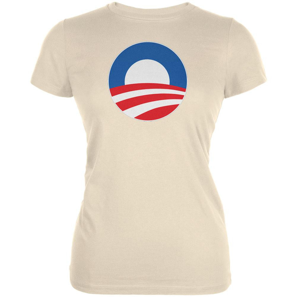 Obama - Large Rising Sun Logo Juniors Grey T-Shirt Juniors T-Shirts Old Glory