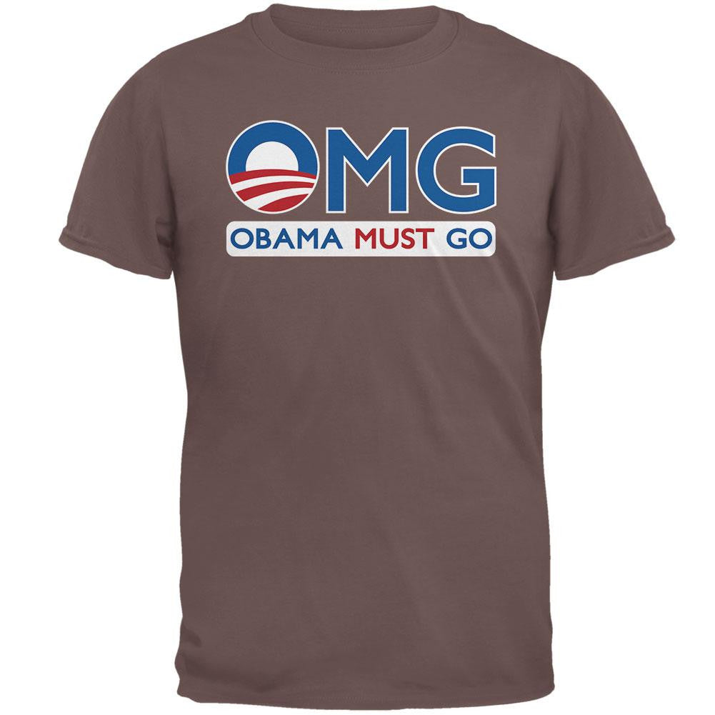 Obama Must Go Brown T-Shirt Men's T-Shirts Old Glory 2XL Brown