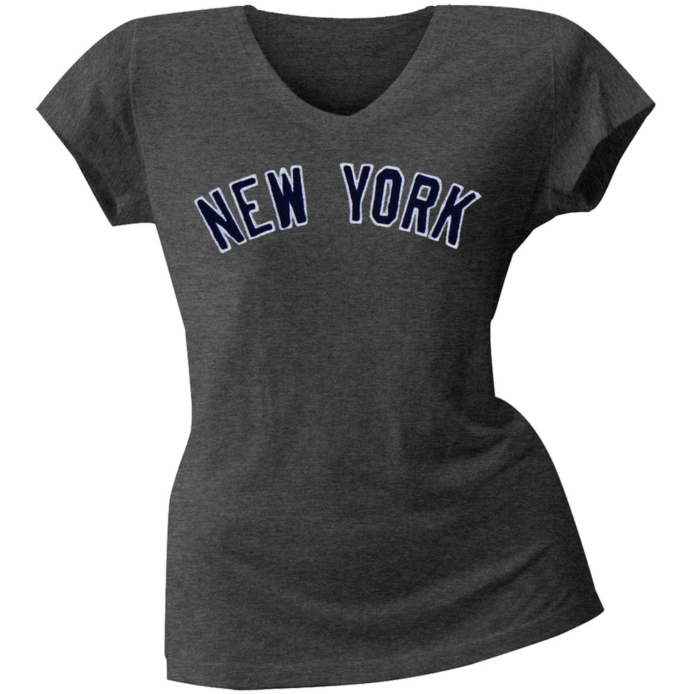 New York Yankees - Juniors Showtime Premium V-Neck T-Shirt Juniors T-Shirts New York Yankees LG Grey