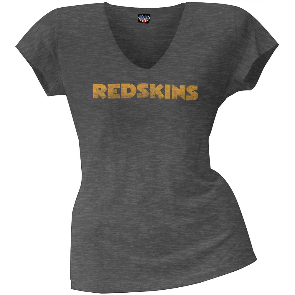 Washington Redskins - Scrum Logo Juniors Premium V-Neck T-Shirt Juniors T-Shirts Washington Redskins SM Grey