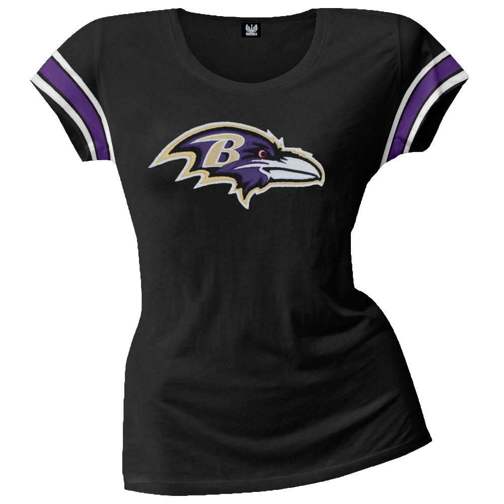 Baltimore Ravens - Off-Campus Juniors Premium Scoop T-Shirt Juniors T-Shirts Baltimore Ravens SM Black