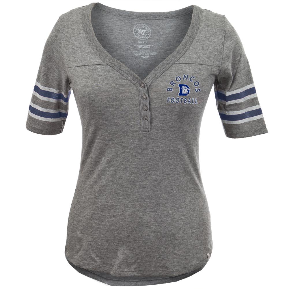Denver Broncos - Playoff Premium Juniors Henley Juniors T-Shirts Denver Broncos LG Grey