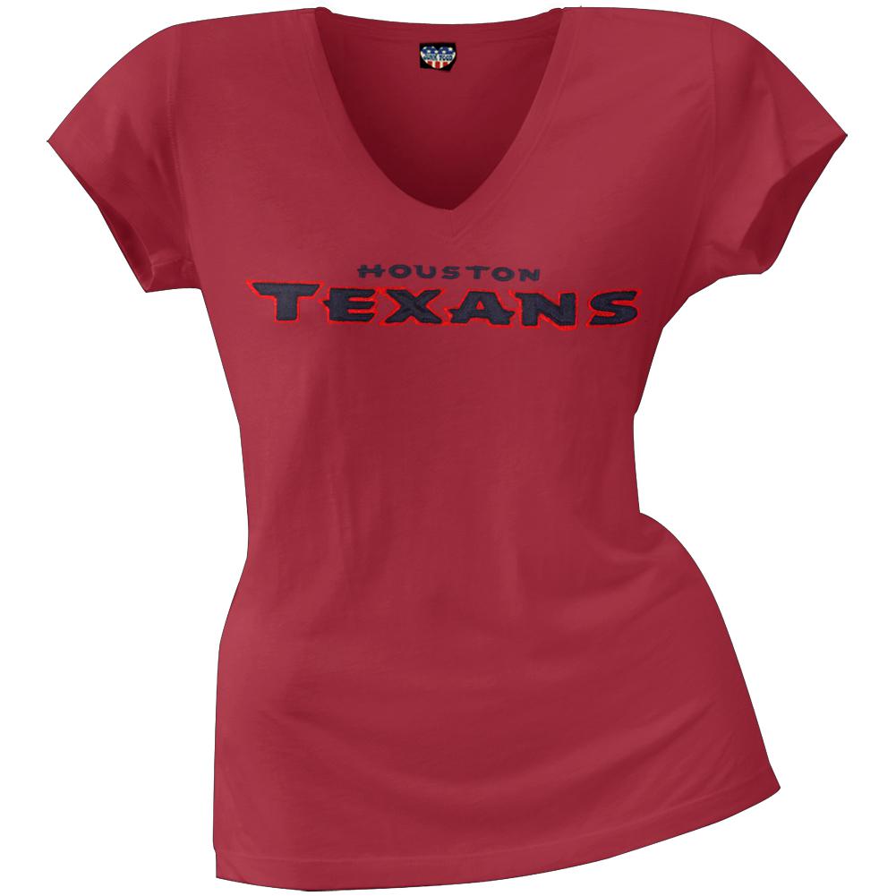 Houston Texans - Showtime Premium Juniors V-Neck T-Shirt Juniors T-Shirts Houston Texans LG Red
