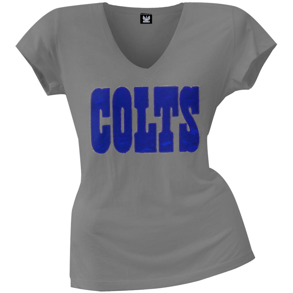 Indianapolis Colts - Showtime Premium Juniors V-Neck T-Shirt Juniors T-Shirts Indianapolis Colts LG Grey