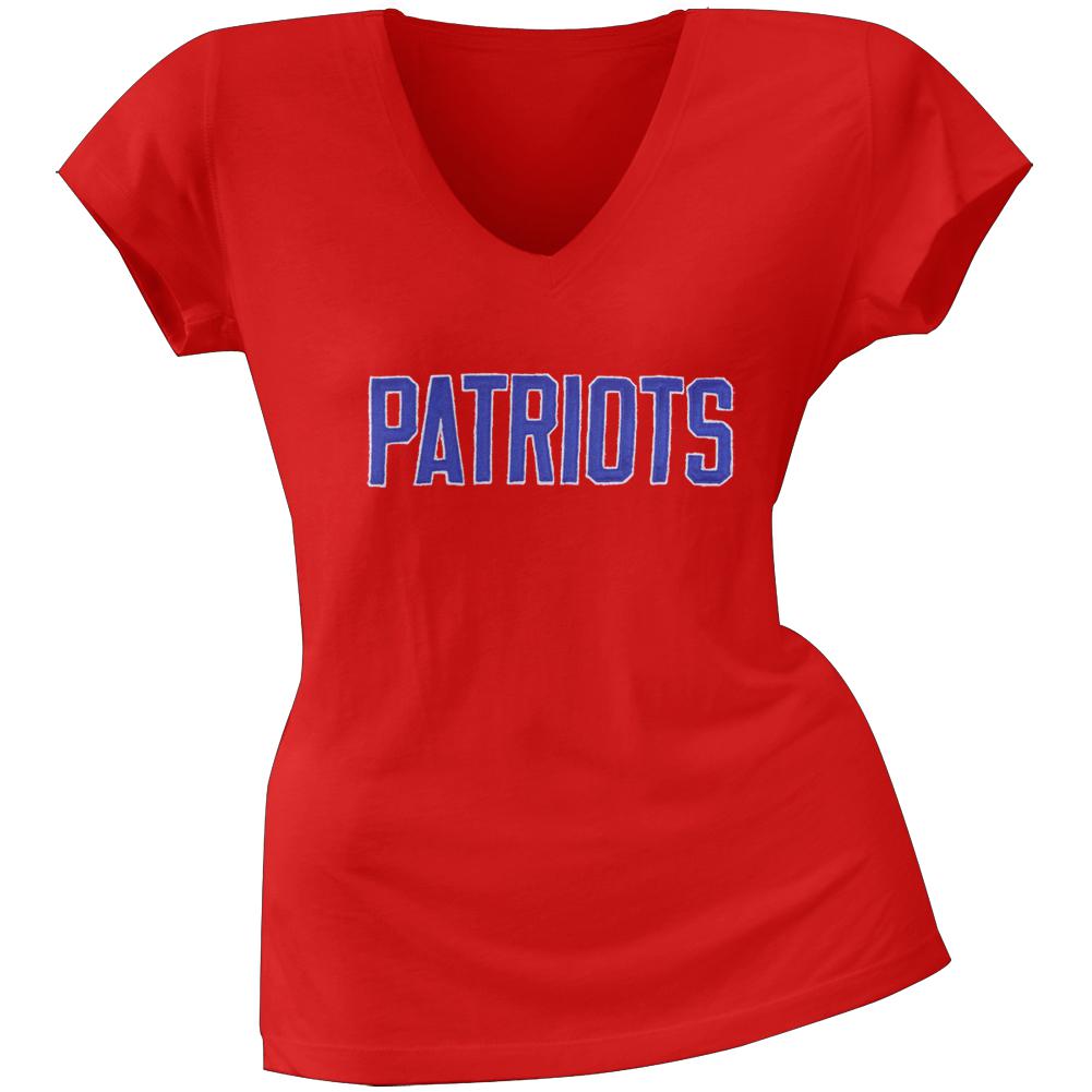 New England Patriots - Showtime Premium Juniors V-Neck T-Shirt Juniors T-Shirts New England Patriots LG Red