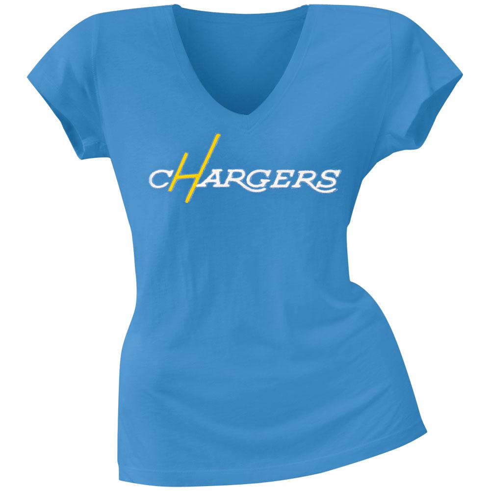 San Diego Chargers - Showtime Premium Juniors V-Neck T-Shirt Juniors T-Shirts San Diego Chargers LG Blue