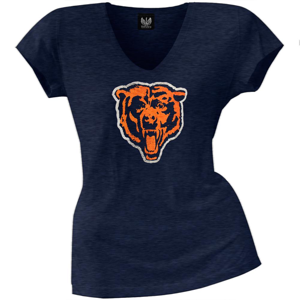 Chicago Bears - Scrum Logo Premium Juniors V-Neck T-Shirt Juniors T-Shirts Chicago Bears LG Blue
