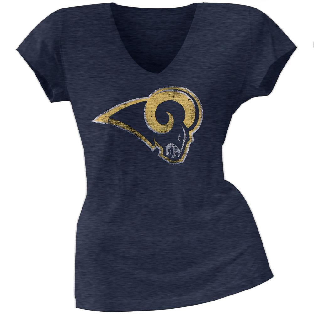 St. Louis Rams - Scrum Logo Premium Juniors V-Neck T-Shirt Juniors T-Shirts St. Louis Rams LG Blue