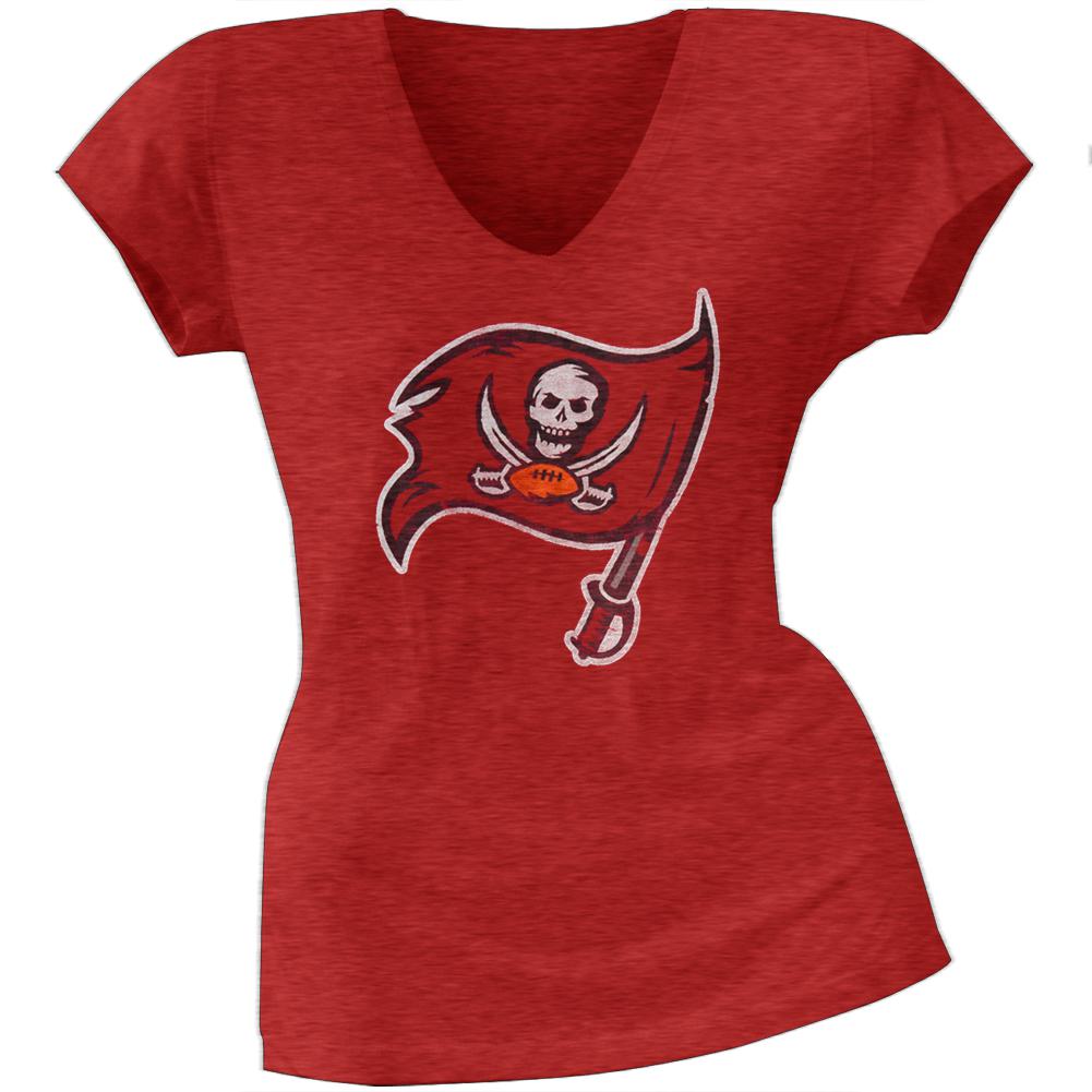 Tampa Bay Buccaneers - Scrum Logo Premium Juniors V-Neck T-Shirt Juniors T-Shirts Tampa Bay Buccaneers LG Red
