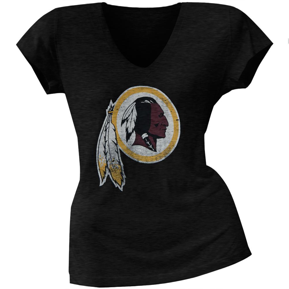 Washington Redskins - Scrum Logo Premium Juniors V-Neck T-Shirt Juniors T-Shirts Washington Redskins SM Black