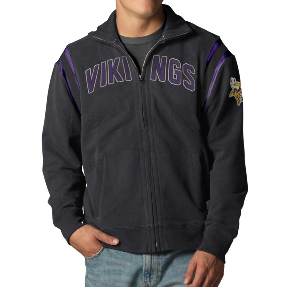 Minnesota Vikings - Heisman Premium Track Jacket Men's Jackets Minnesota Vikings LG Grey