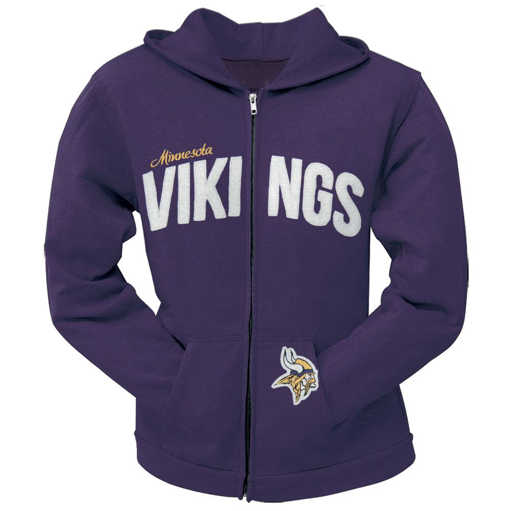 Minnesota Vikings - Pep Rally Premium Juniors Full Zip Hoodie Juniors Hoodies Minnesota Vikings LG Purple