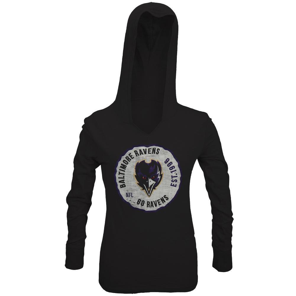 Baltimore Ravens - Primetime Juniors Hooded Long Sleeve T-Shirt Juniors Long Sleeves Baltimore Ravens SM Black
