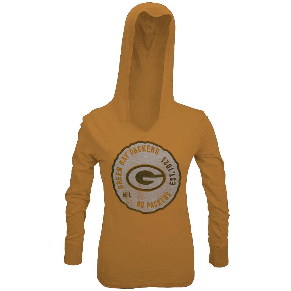 Green Bay Packers - Primetime Juniors Hooded Long Sleeve T-Shirt Juniors Long Sleeves Green Bay Packers SM Yellow