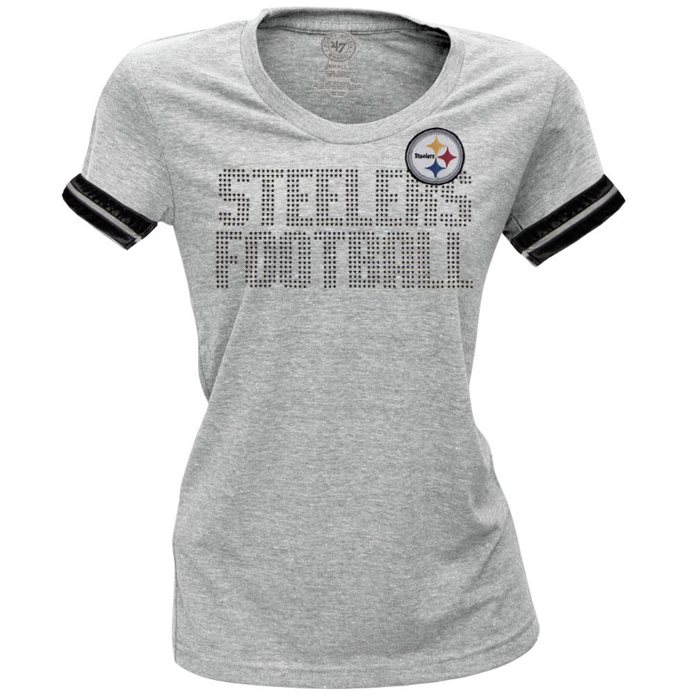Pittsburgh Steelers - Showtime Premium Juniors Scoop T-Shirt Juniors T-Shirts Pittsburgh Steelers LG Grey