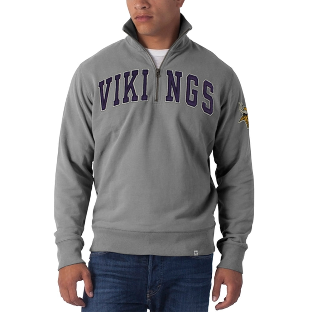 Minnesota Vikings - Striker 1/4 Zip Premium Sweatshirt Men's Sweatshirts Minnesota Vikings LG Grey