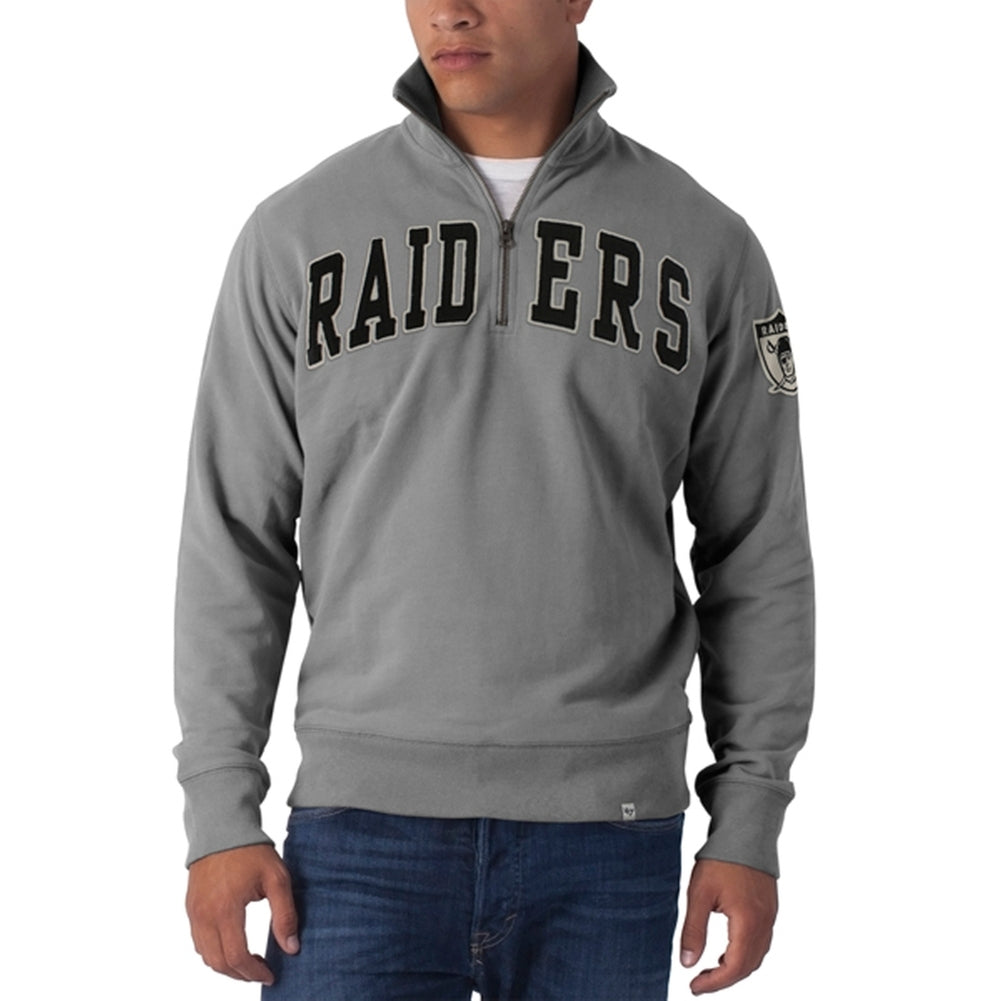 Oakland Raiders - Striker 1/4 Zip Premium Sweatshirt Men's Sweatshirts Oakland Raiders MD Grey