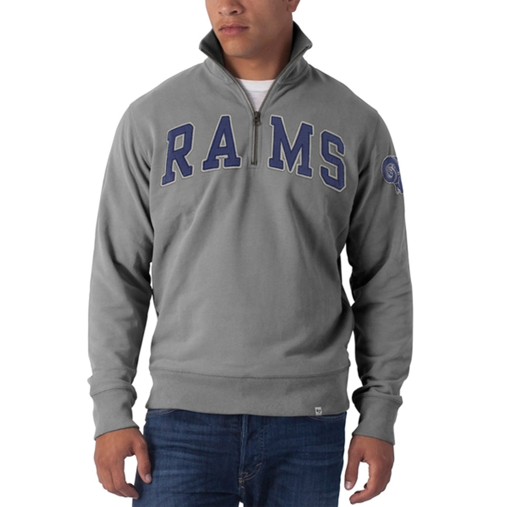 St. Louis Rams - Striker 1/4 Zip Premium Sweatshirt Men's Sweatshirts St. Louis Rams LG Grey