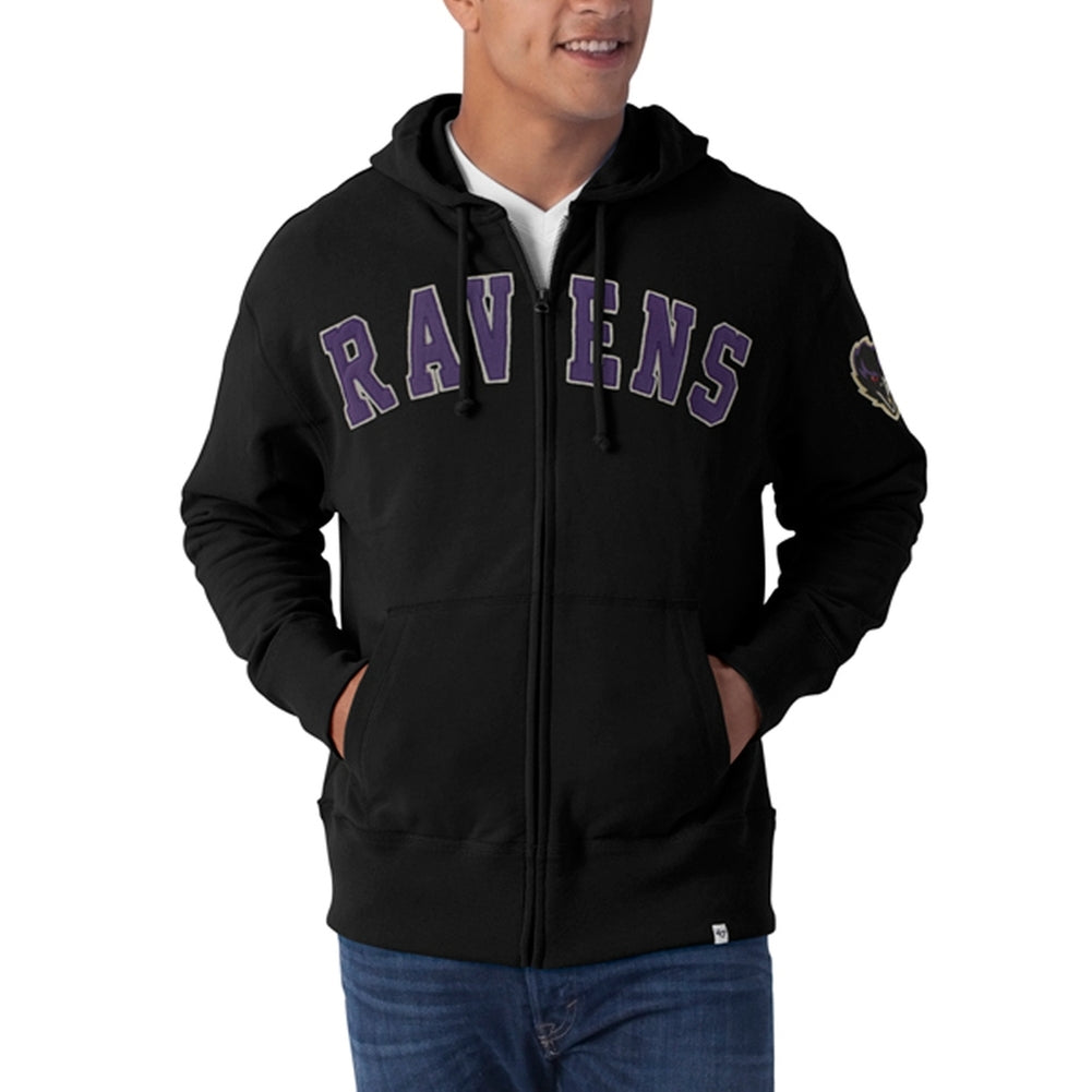 Baltimore Ravens - Striker Full Zip Premium Hoodie Men's Hoodies Baltimore Ravens SM Black