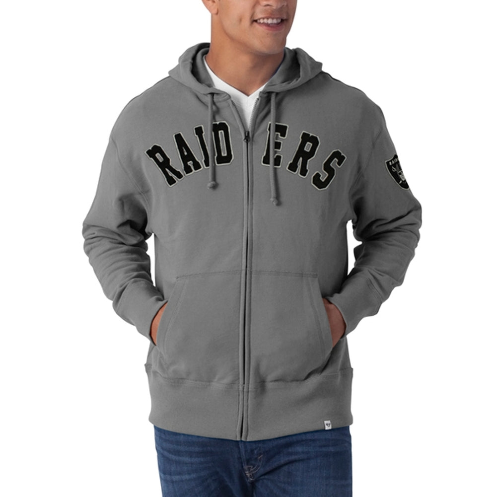 Oakland Raiders - Striker Full Zip Premium Hoodie Men's Hoodies Oakland Raiders MD Grey