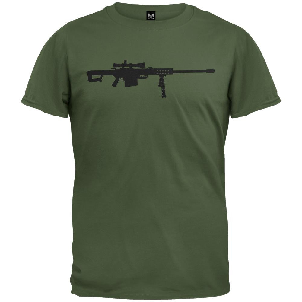 Barrett Rifle Silhouette Military Green T-Shirt Men's T-Shirts Old Glory