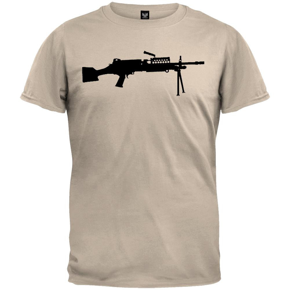 Machine Guns - MK48M Silhouette Millitary Green T-Shirt Men's T-Shirts Old Glory