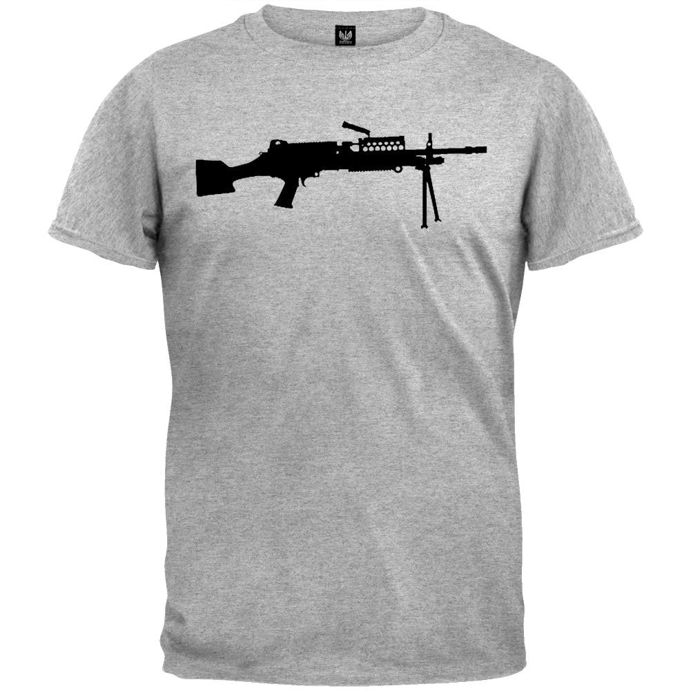 Machine Guns - MK48M Silhouette Millitary Green T-Shirt Men's T-Shirts Old Glory